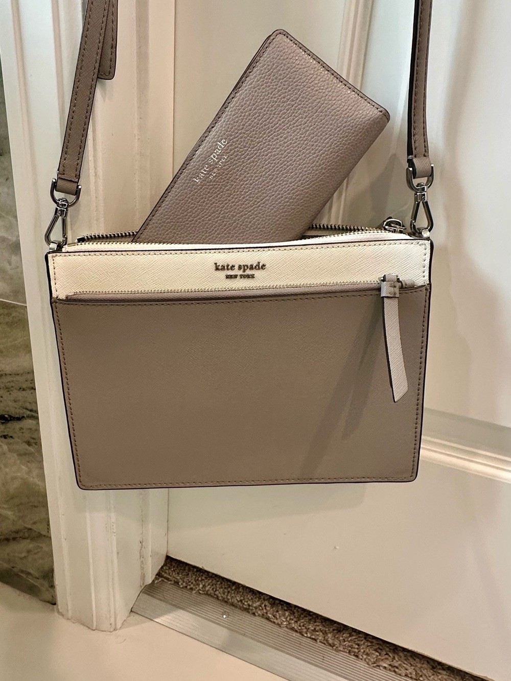 kate spade Two-Tone Taupe and Cream Crossbody with Wallet